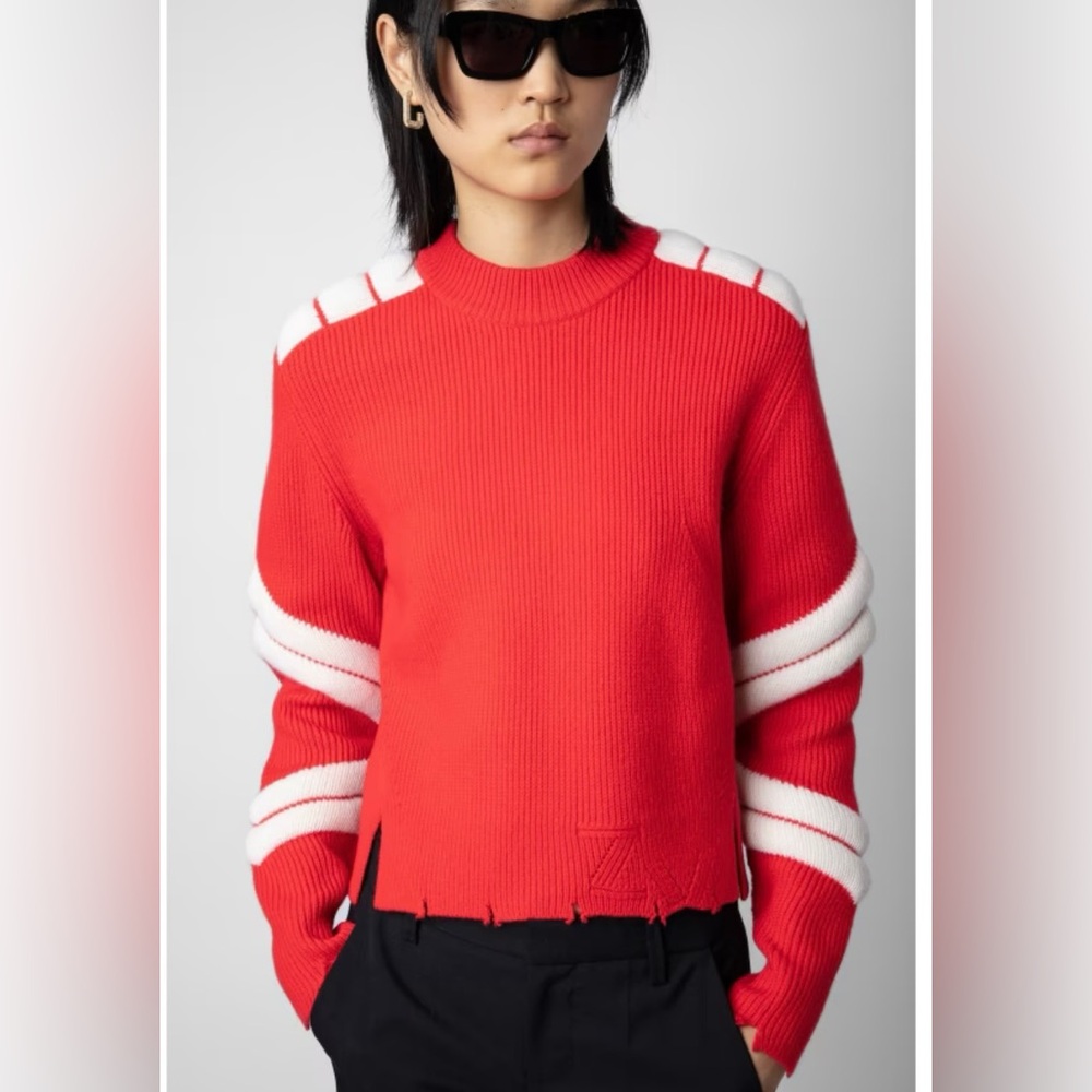 Red and White Knit Sweater